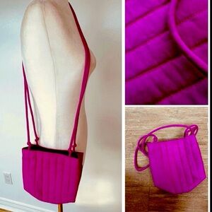 🆕 Vintage 70s Fuchsia Pink Thai Silk Crossbody or Hand Bag – Evening or Dopamine